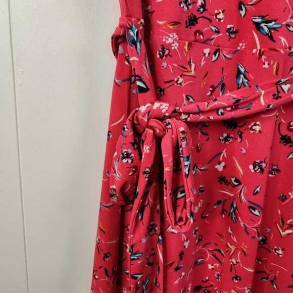 Love & Legend Pink Sleeveless A-Line Wrap Dress Knee Length Hot Pink Stretchy 0X - Picture 7 of 13